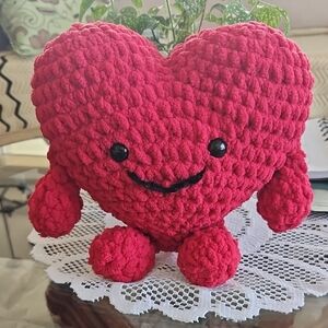 Red Heart Plush Toy - Handmade - Crochet - Valentines Day Gift